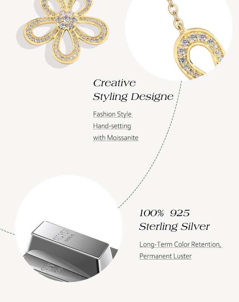 Flower Shape D Color Synthetic Moissanite Necklace  Fashion design for Women Girls Romantic Gift Fine Jewelry N034