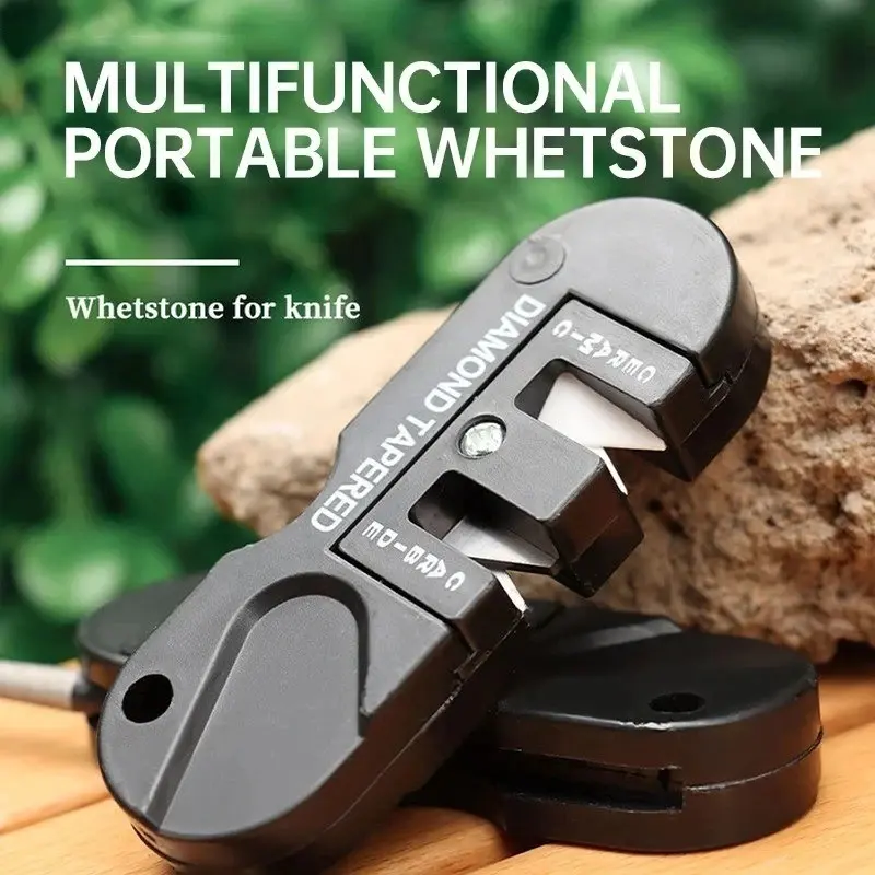 Portable Tungsten Carbide Ceramic Knife Sharpener, Ideal for Outdoor Camping, Hiking, Fishing, Durable and Efficient Blade Maintenance Tool, Outdoor Tools