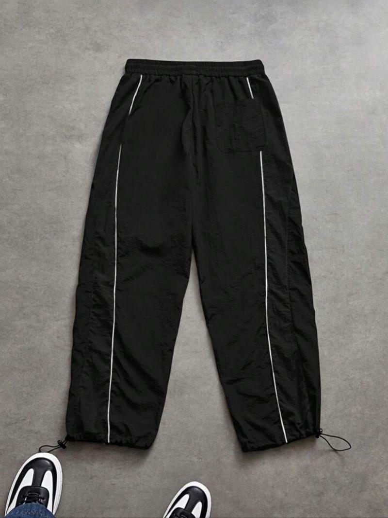 Men's Fashion Casual Sports Pants, Loose Fit, Elastic Cuff, Unique Print, Simple Versatile, Nylon Fabric, Perfect for Daily Wear