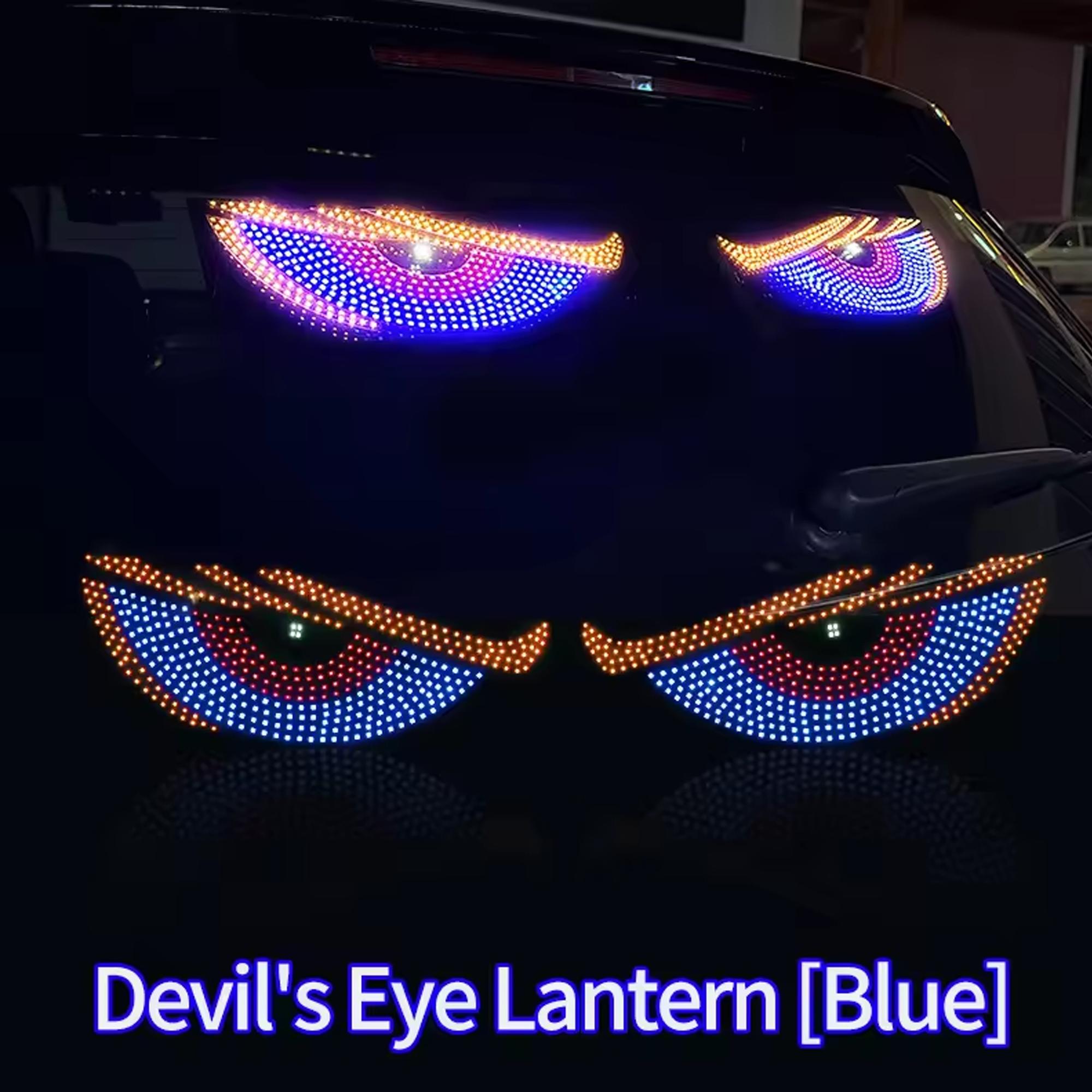 11 Modes Dynamic Demon Eye Car Logo Sticker Light USB plug-and-play windshield decor lamp with no wiring required. Long press for power on/off, single key to switch light modes. Self-adhesive backing enables hassle-free tool-free installation.