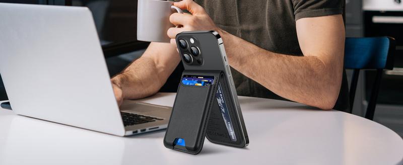 for Magsafe Wallet, for IPhone 16 15/14/13/12 promax plus Series, Works with Findmy，for IPhone Wallet with Adjustable Stand, Wallet Tracker, 6 Cards Holder, Vegan Leather