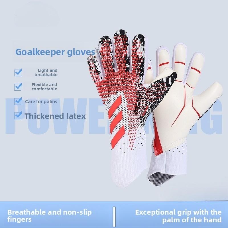 Adult Children Women Men Football Training Goalkeeper Gloves, Thick Anti-Slip Wear-Resistant Latex Goalie Gloves, Soccer Practice Equipment