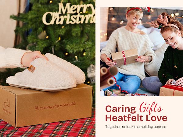 EverFoams Women's Fuzzy Slip-on Slippers Warm Cozy Soft Lightweight Memory Foam Indoor House Shoes