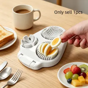 Manual Egg Slicer Chopper Dicer, Three-In-One Multi-Functional Round Blade, Easy Clean, Kitchen Tool for Eggs Fruits Vegetables