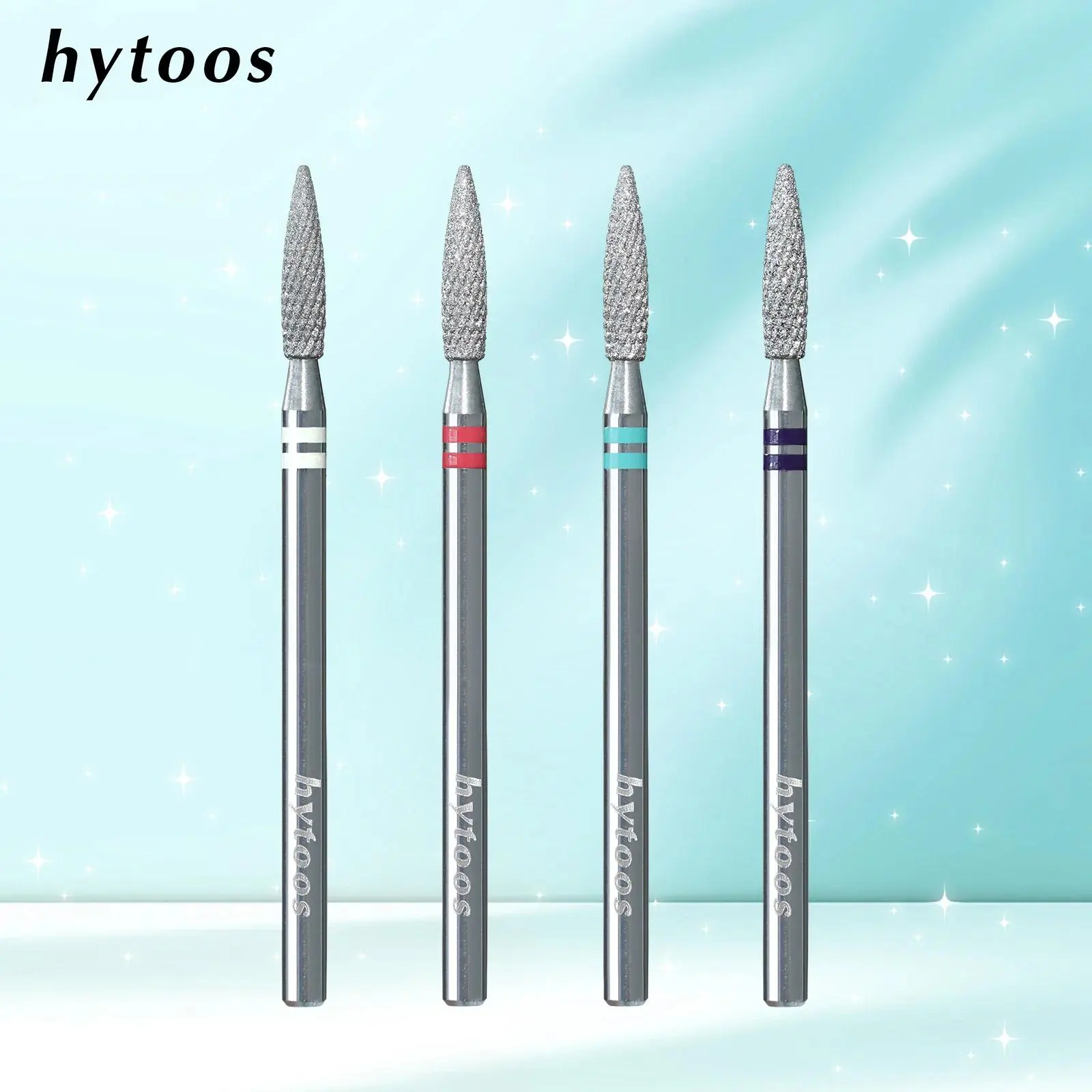HYTOOS Diamond Cut Pro Nail Drill Bits Chrome Flame Russian Cuticle Bit for Electric Nail Drill Dead Skin Cleaner Nail Prep Tool