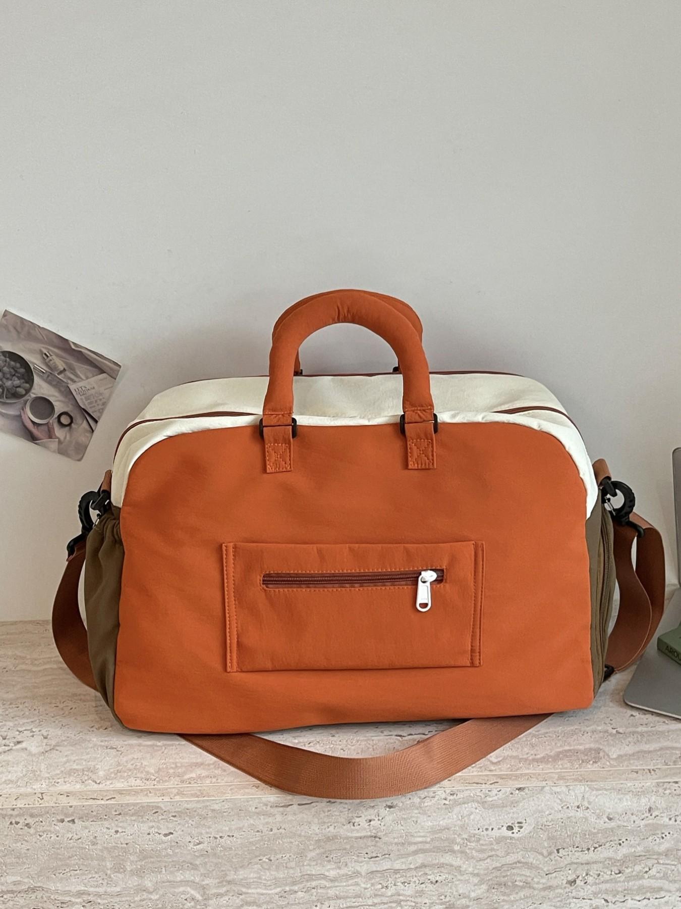 Large Capacity Travel Duffel Bag, Lightweight Waterproof Nylon, Zippered Compartment, Mesh Pocket, Detachable Shoulder Strap, Versatile Use, Hand Luggage Bag, Travel Duffle Bags