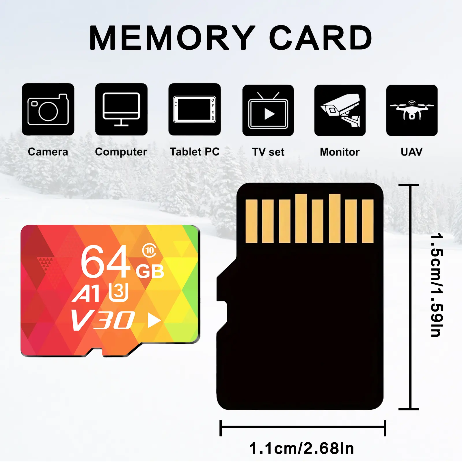64GB Micro SD Card 3-Pack, A1-U3-V30 High Speed Memory Card, Compatible With Camera, Dash Cam, Smartphone, Tablet Microsd Memory Card Memory Cards For Cameras