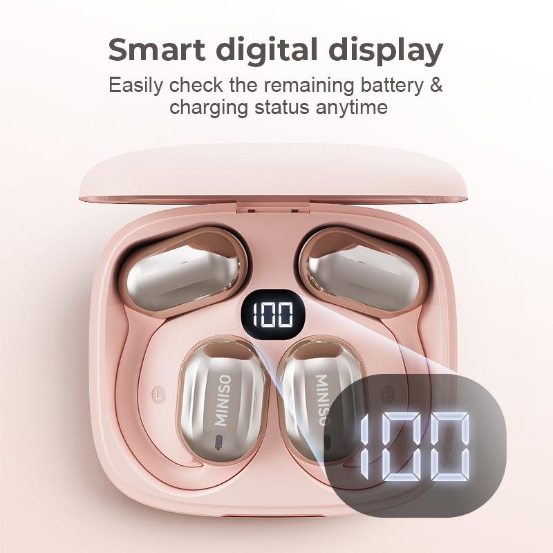 MINISO MS162 OWS Open Ear Bluetooth Earbuds HIFI Sound Quality Music Wireless Earbuds Gaming with Low Latency Wireless Headphones IPX5 Waterprooof OWS Earphones Comfortable Wearing Earbuds Touch Control Built-in Mic Hearphones Compatible With All Phones