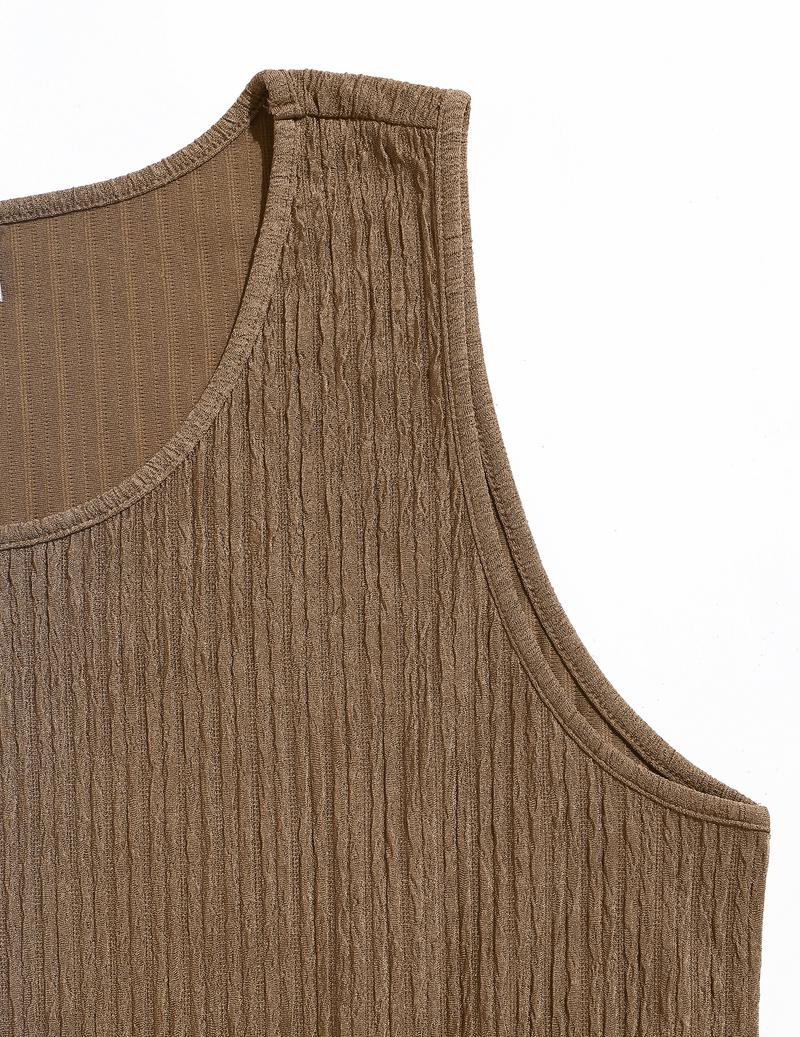 ZAFUL Men Solid Tank Top & Wide Leg Pants Men's 2 Piece Set Knitted Solid Sleeveless Scoop Neck Tank Top and Elastic Waist Wide Leg Pants