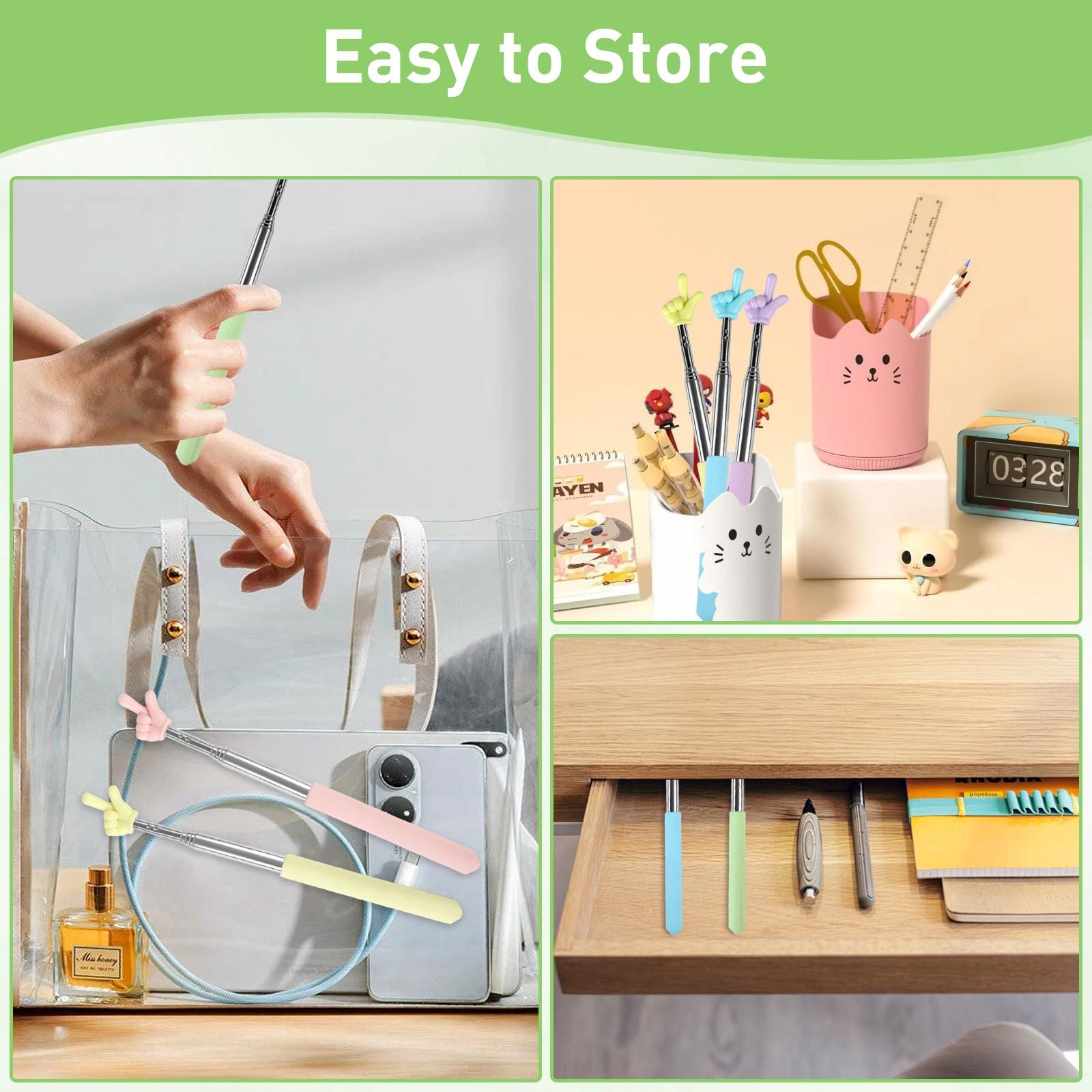 6pcs Pointer Finger Stick, Extendable Colorful Finger Pointer Stick, Mini Retractable Teacher Pointer for Presentation, Whiteboard, Blackboard, Classroom Supplies