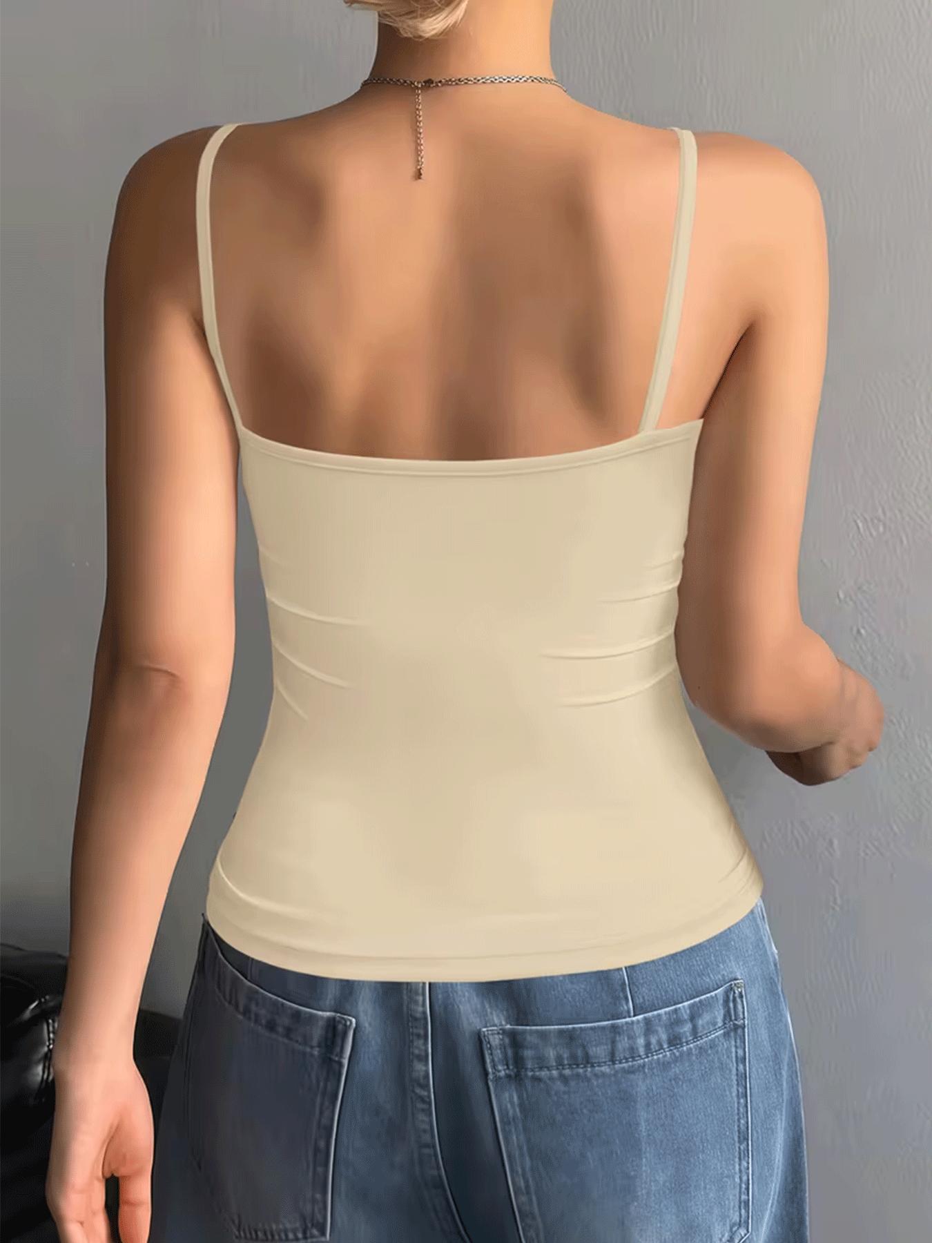 Women’s camisole – sleeveless top, no built-in bra – comfortable camisole – women’s essential slim-fit camisole – basic solid-color yoga fitness camisole