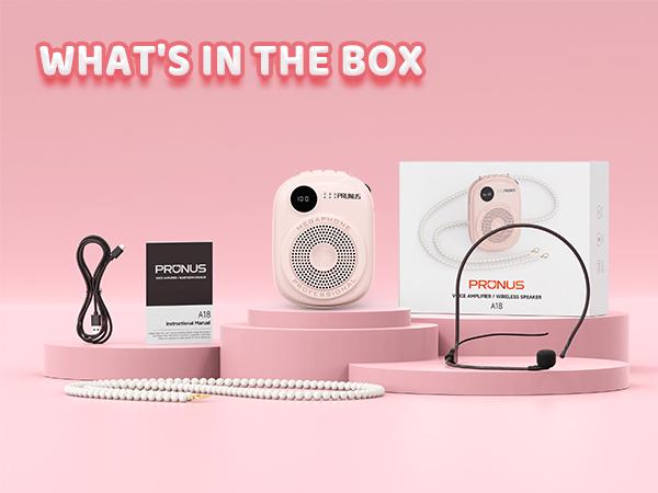 PRUNUS A18 Voice Amplifier Microphone Headset,Portable Voice Amplifier,PA Systems for Teachers,Training,Guide, Speakers Smartphone Audio Springtok