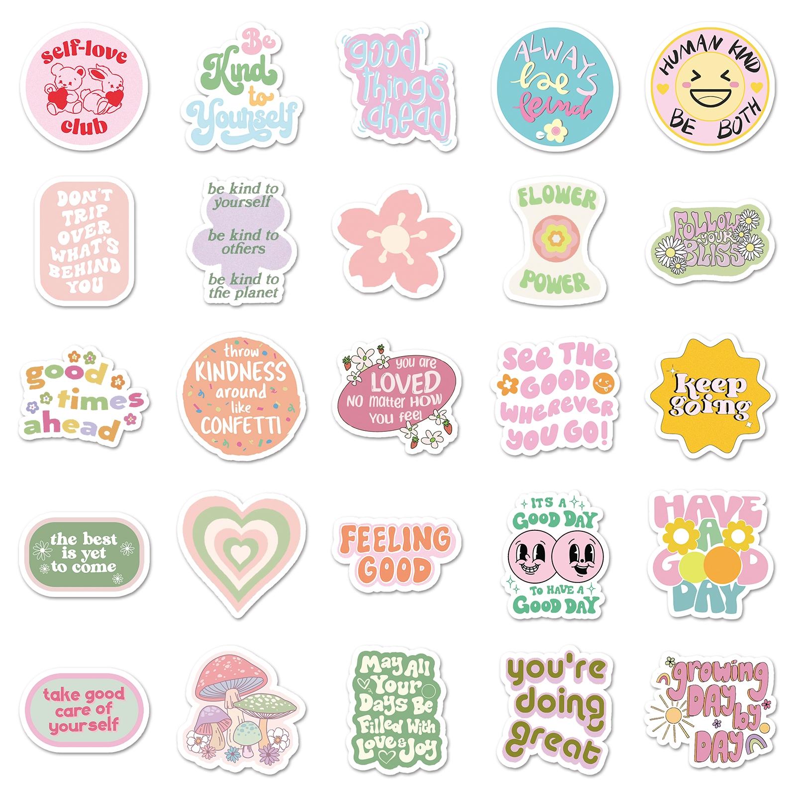 Motivational English Slogan Pattern Sticker, 50pcs/set Creative Cartoon Sticker, Funny Stickers DIY Decorative Sticker for Scrapbooking, Journaling, Gift Wrapping Sticker Packs