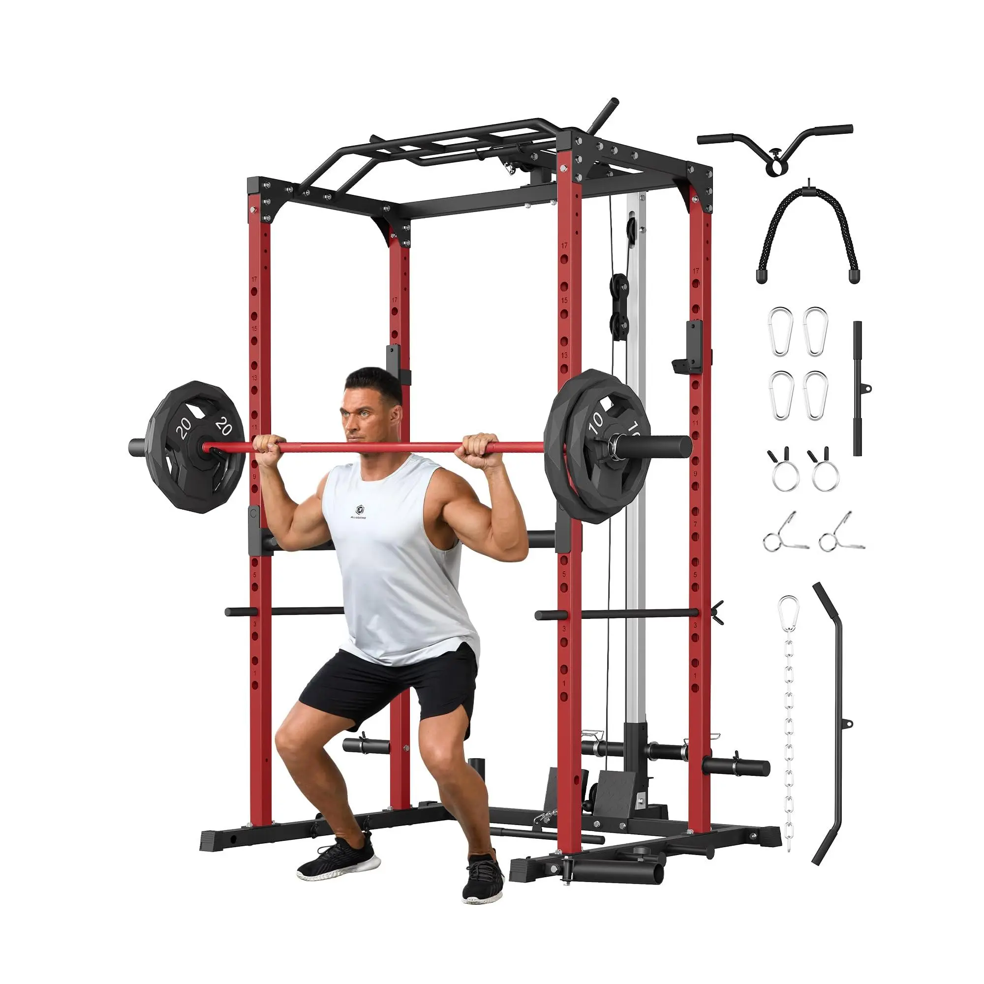 Power Cage, Power Racks for Home Gym with Pulley System