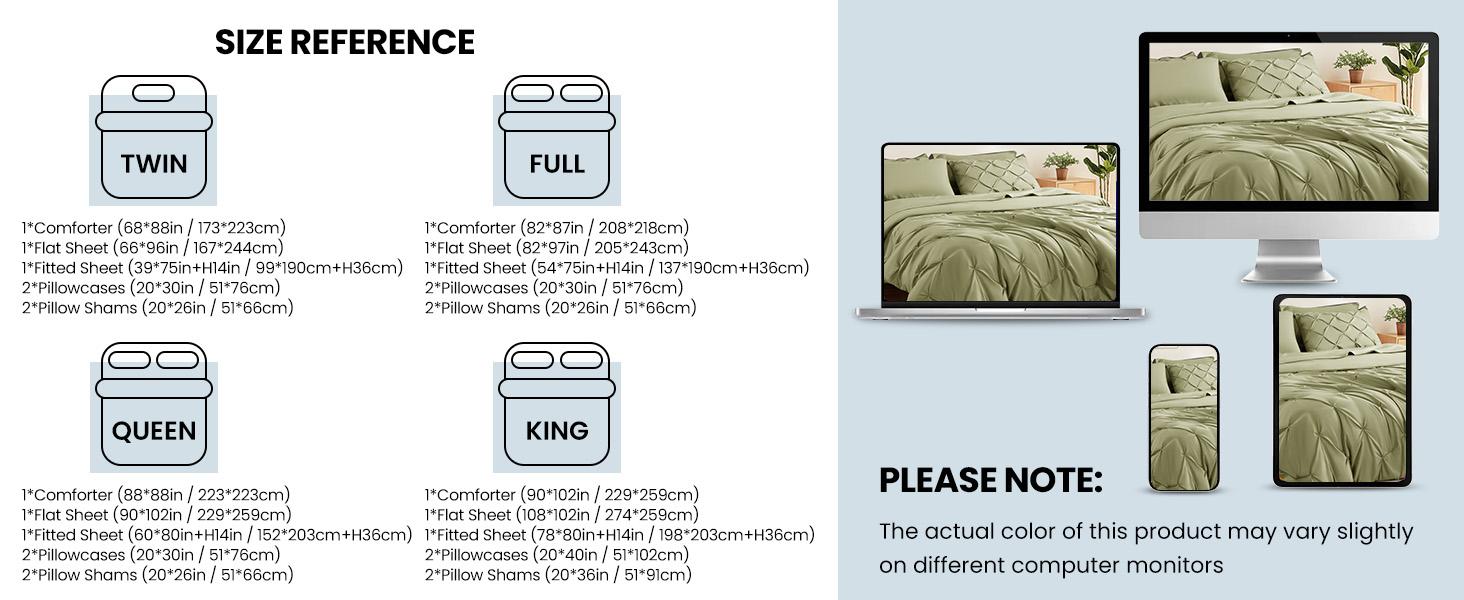 Sonoro Kate 7PCS Elegant Comforter Set – Sage green Pintuck All-Season Bedding with Soft Sheets, Pillowcases,Comforter and Decorative Shams Sonoro Kate 7PCS Elegant Comforter Set – Sage green Pintuck All-Season Bedding with Soft Sheets, Pillowcases,Comforter and Decorative Shams