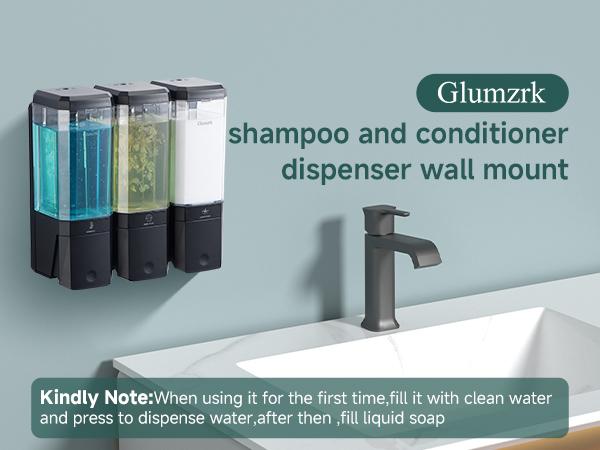 Glumzrk Shampoo and Conditioner Dispenser 3 Chamber No Drill Shampoo Dispenser for Shower Wall Mounted Shower Soap Dispenser 3 * 500ml Refillable Shower Dispenser for Bathroom Hotel