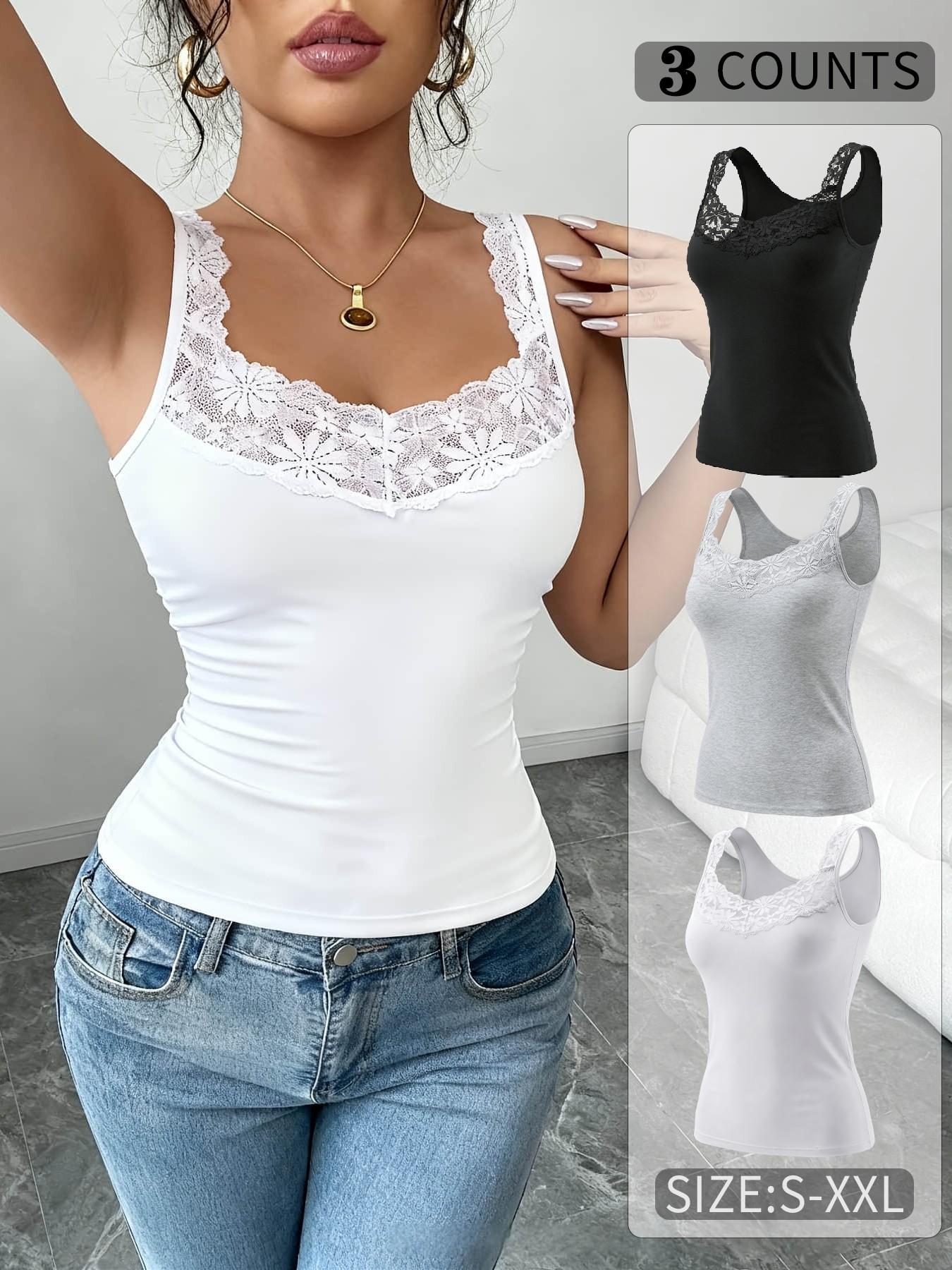 3PCS Summer Cool Lace Cami, The Ultimate Street Style Essential for Trendy Girls.