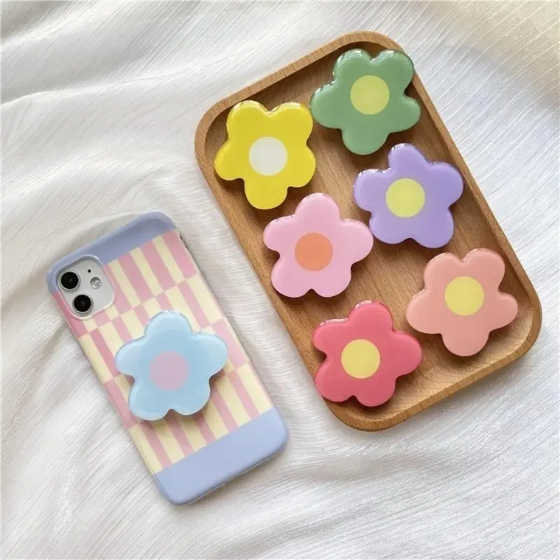 Irregular Mini Floral Resin Pop Socket, Collapsible Retractable Anti‑Slip Phone Grip Holder, Universal Adhesive Smartphone Hand Accessory