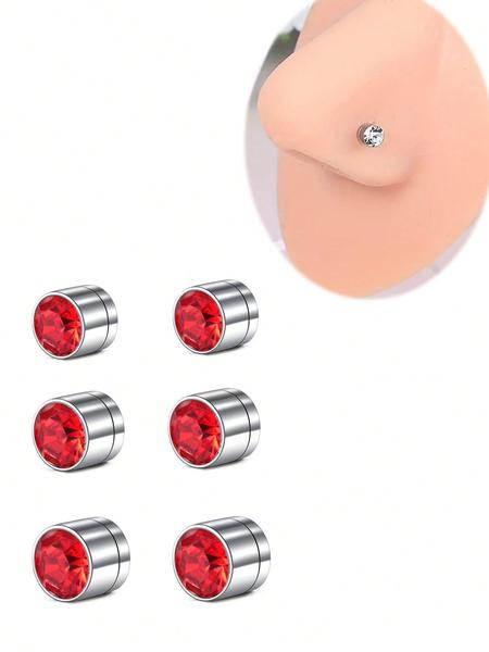 6pcs Magnetic Fake Nose Stud, Fake Nose Piercing Silver Gold Clip On Earring Nose Piercing Kit