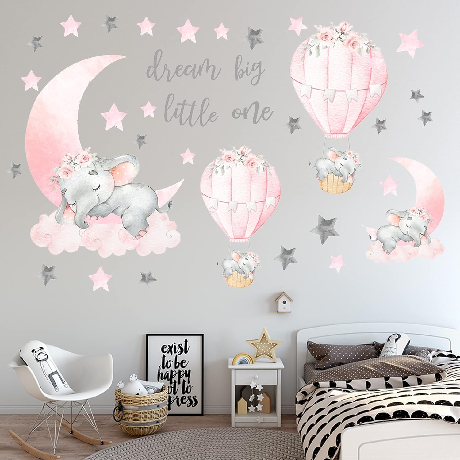 Teddy Bear Cartoon Wall Sticker, Vinyl Wall Art Decals for Baby Kids Room, Peel and Stick Nursery Decor, Living Room Home Decoration