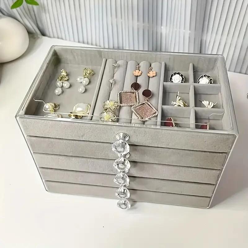 Light luxury home accessory storage! Transparent multi-layer design, velvet lining to prevent scratches, large capacity for storing earrings and necklaces. Suitable for bedrooms, studies, bathrooms, and for organizing jewelry and cosmetics.
