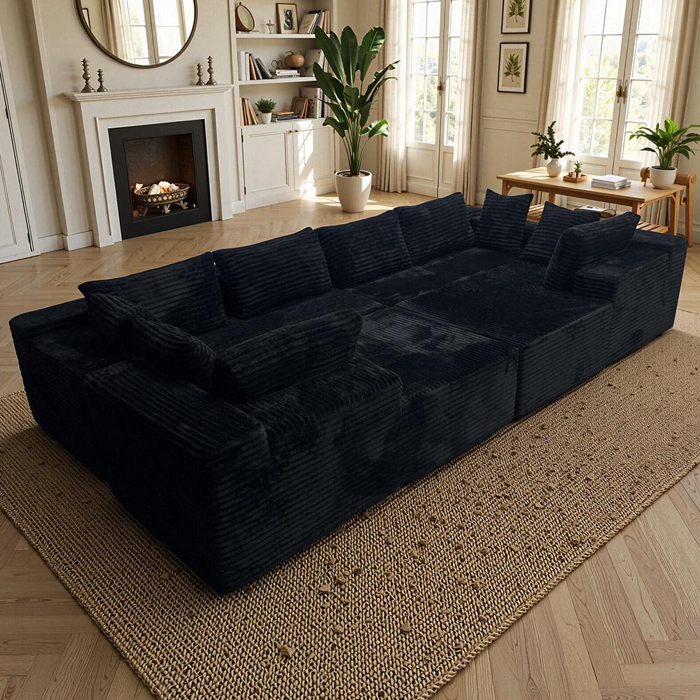 138'' Oversized U-Shaped Boneless Sectional Couches，8 Seater Modular Boneless Cloud Sofa with Chaise Lounges，For Living Room Apartment，4-in-1 Flexible Combination Deep Seat Corner Large Couch NoAssembly Required, Big Comfy Couches Set with  Plush Flannel