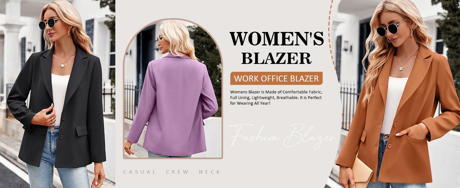 Goranbon Womens Notched Lapel Pockets Button Work Office Blazer Jacket Suit