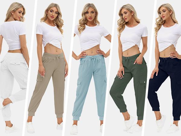 MoFiz PLUS SIZE Lightweight Hiking Cargo Pants Outdoor Quick Dry Casual Travel Sweatpants Joggers Elastic Waist 6 Pockets 4 Button Pockets Comfy Moms over 30 four season Basic XS-4XL SpringStatements