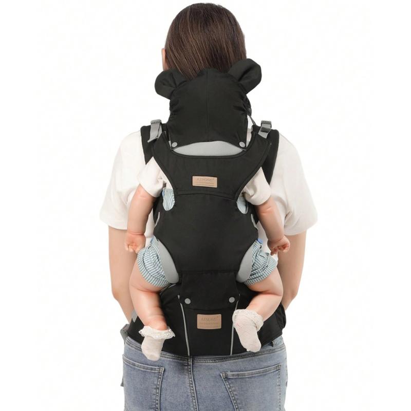1Pc Black Multi-Functional Baby Carrier with Horizontal Holding Position, Dual-Position Front/Back Carrying for Hands-Free Use. Adjustable Forward-Facing Sling Suitable for Infants, Ideal for Travel. Adjustable Ergonomic Carrier