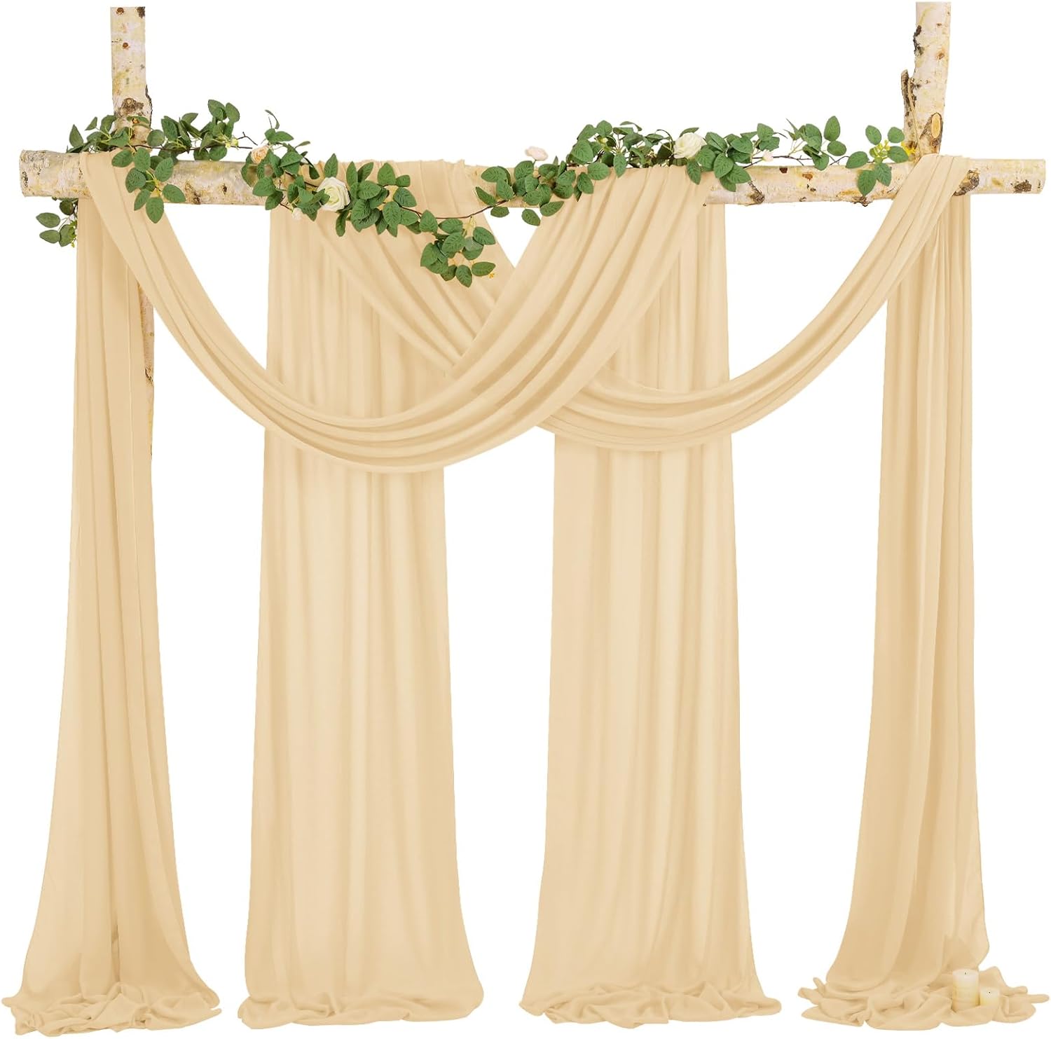 FANI 4 Panels Sheer Chiffon Wedding Arch Draping Fabric 28inch x 20 ft Each for Ceremony Drapery Ceiling Drapes Party Decor Indoor Backdrops Cortinas decorativas / Telas para decoración FANI 4 Panels Sheer Chiffon Wedding Arch Draping Fabric 28inch x 20 ft Each for Ceremony Drapery Ceiling Drapes Party Decor Indoor Backdrops Cortinas decorativas / Telas para decoración