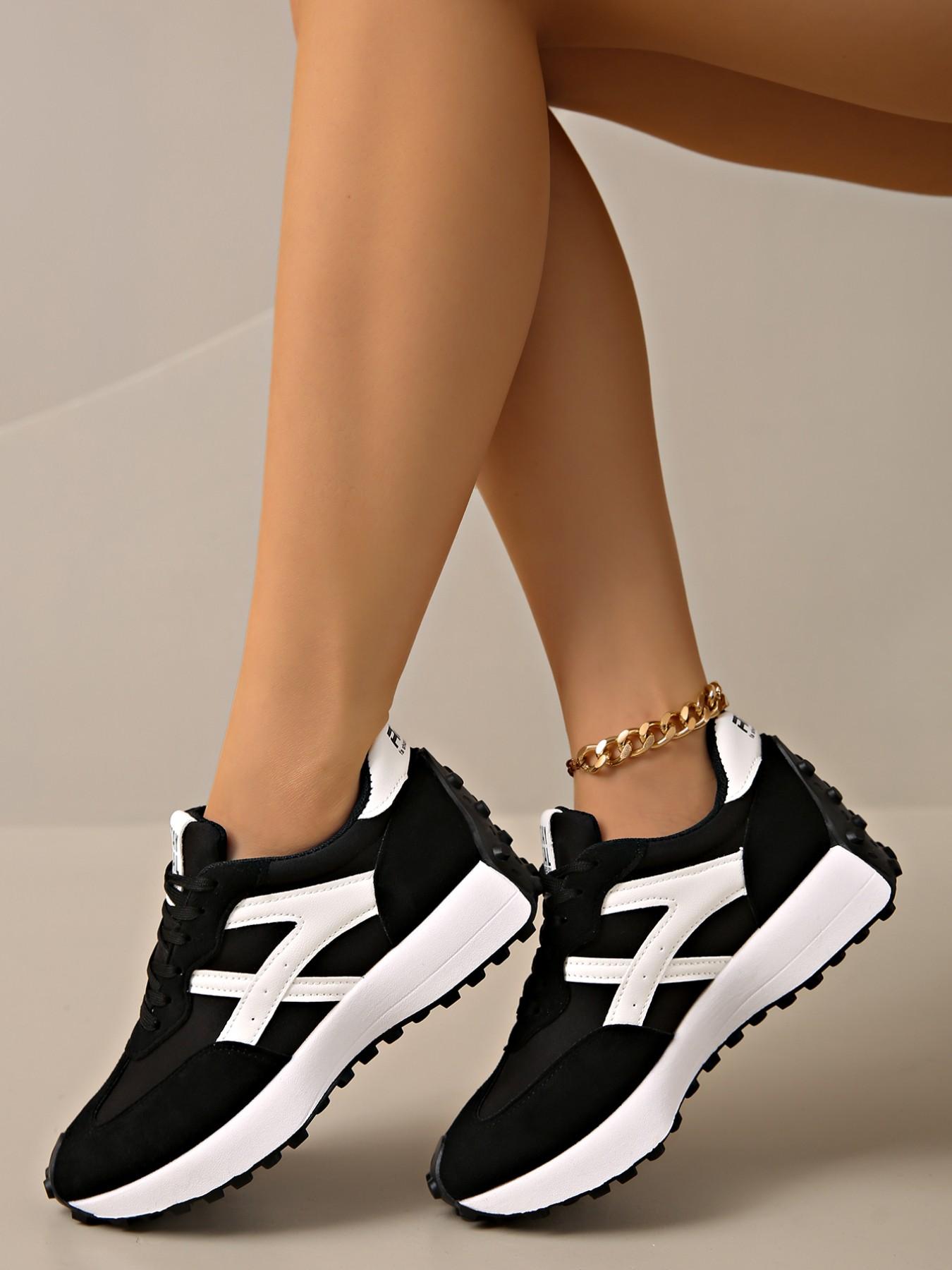Women's Sporty Arisan Shoes Spring & Fall Elegant Fashion Casual Round Toe Low Top Lace-Up Thick Sole Breathable Outdoor Colorblock Running Shoes