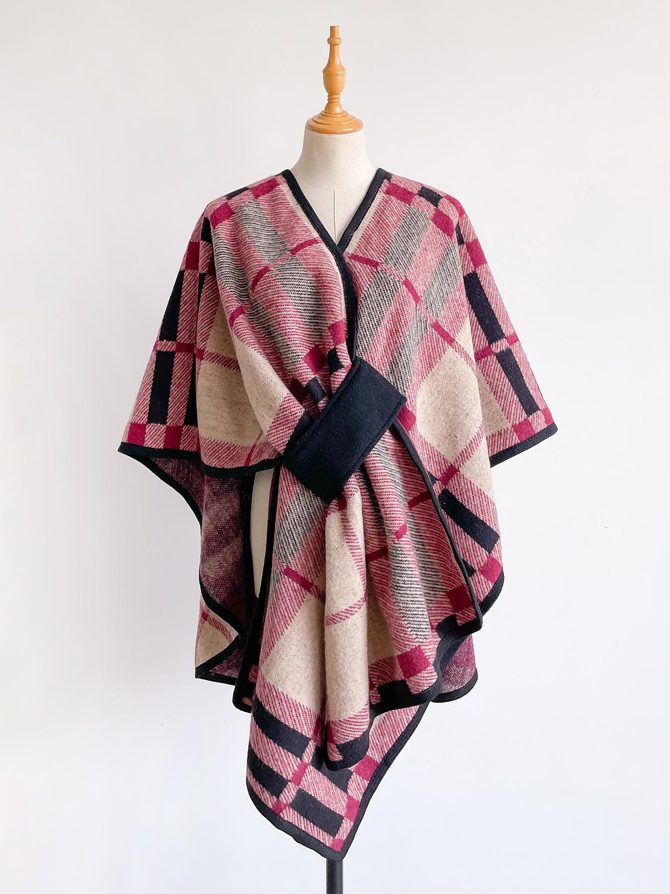 Women's Fashion Casual Plaid Shawl, Soft Woven Fabric, Warm Fall & Winter Accessory, Stylish Print Wrap, Perfect Holiday Gift