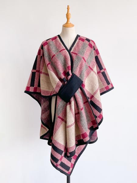 Women's Fashion Plaid, Soft Woven Fabric, Warm Fall & Winter Accessory, Stylish Print Fringe Wrap, Perfect Holiday Gift, Fringe Trim Shawl