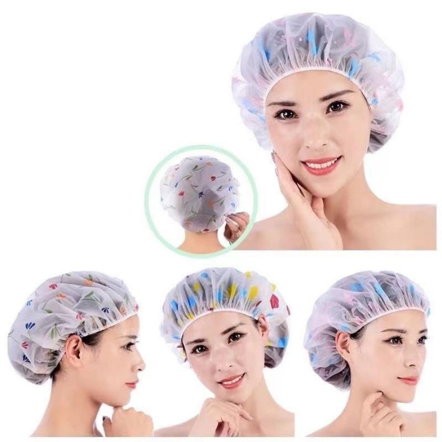 Waterproof Shower Cap, Reusable Kitchen Oil-Proof Hat, Thickened Large One-Time Use Bath Cap, Random Colors Available