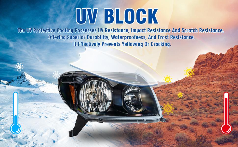 Headlight Assembly with Bulbs Compatible with 2003 2004 2005 Toyota 4Runner Headlamp Black Housing Replacement Pair#TO2502146,  TO2503146