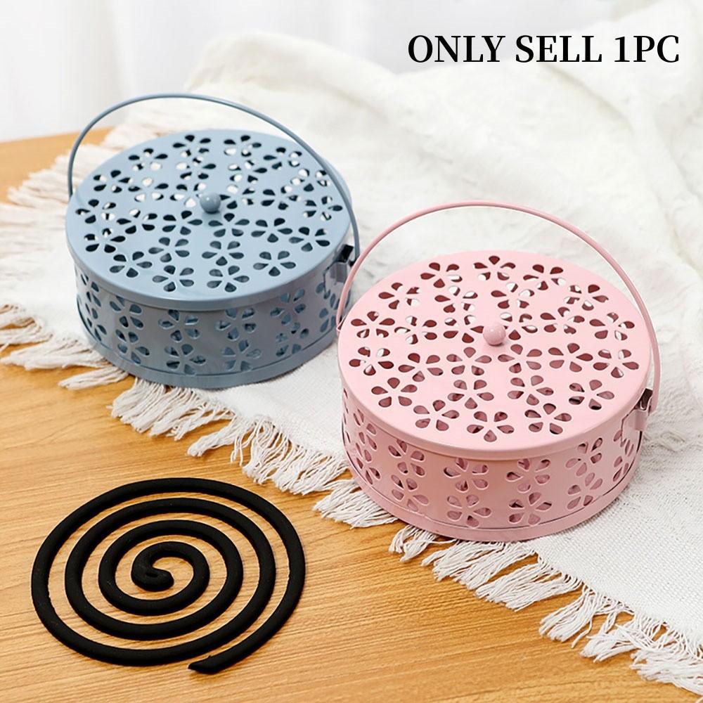 Modern Simple Iron Art Mosquito Coil Holder, Home Use Incense Tray, Fireproof Anti-Scald, Indoor Storage Box for Incense Burner