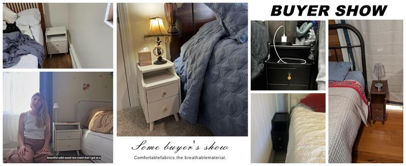 Elegant Small Nightstand, Solid wood - No MDF, Space-Saving Bedside Table with Drawers