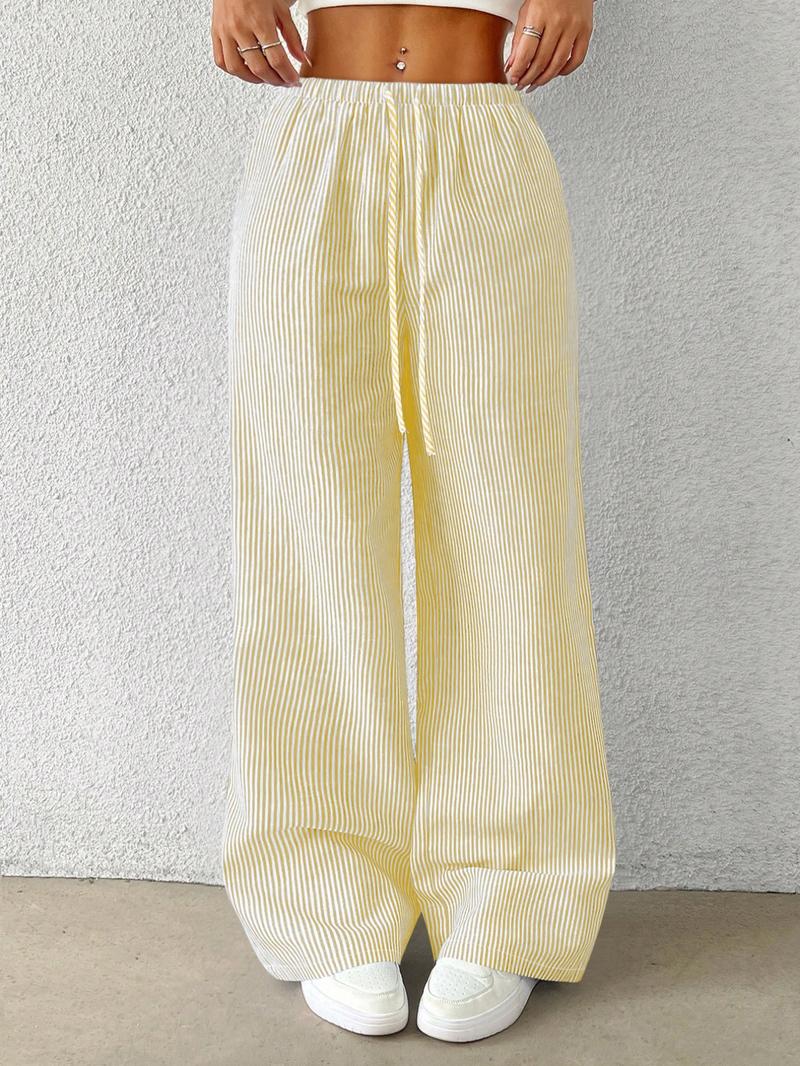 Women's Striped Print Loose Pants, Casual Comfy Wide Leg Trousers for Summer, Women's Bottoms for Daily Wear, Wideleg Womenswear, Lady