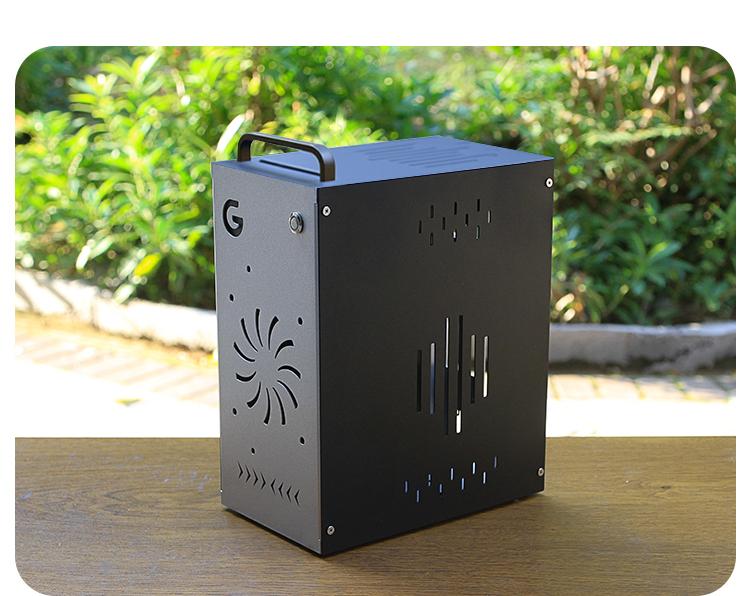 Mini Itx Computer PC Desktop Case, Home Use 2 Bay Nas Box, Compact Portable Handheld, Includes Accessories Screws Switch Handle Foot Pads
