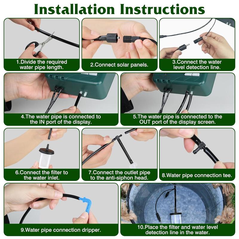 Solar Irrigation System with Automatic DIY Water Timer 2025 Latest Smart Drip Irrigation System Kit for Garden,Balcony,Greenhouse,Garden Watering System Supports 15 Potted Plants with 15 Meter Hose