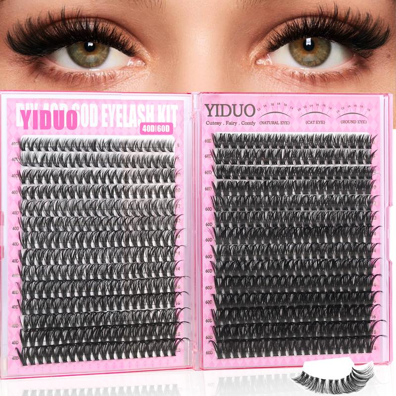 4-6 Styles Bottom/Spiky 40D-300D Volume Lash Clusters, Diy Individual Lashes, Fluffy 5-20mm D-Curl Eyelash Extensions for DIY at Home, Soft Comfortable and Easy to Apply for Natural Daily Makeup Look