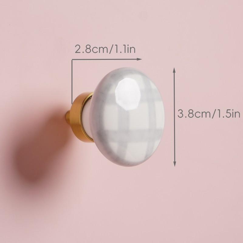 2 Pcs Brass & Ceramic Hand-Painted Grid Pull Handles, Vintage Style Knobs for Wardrobe/cabinet/drawer/Doorknob, 5 Colors, Anti-Oxidation Screws Included