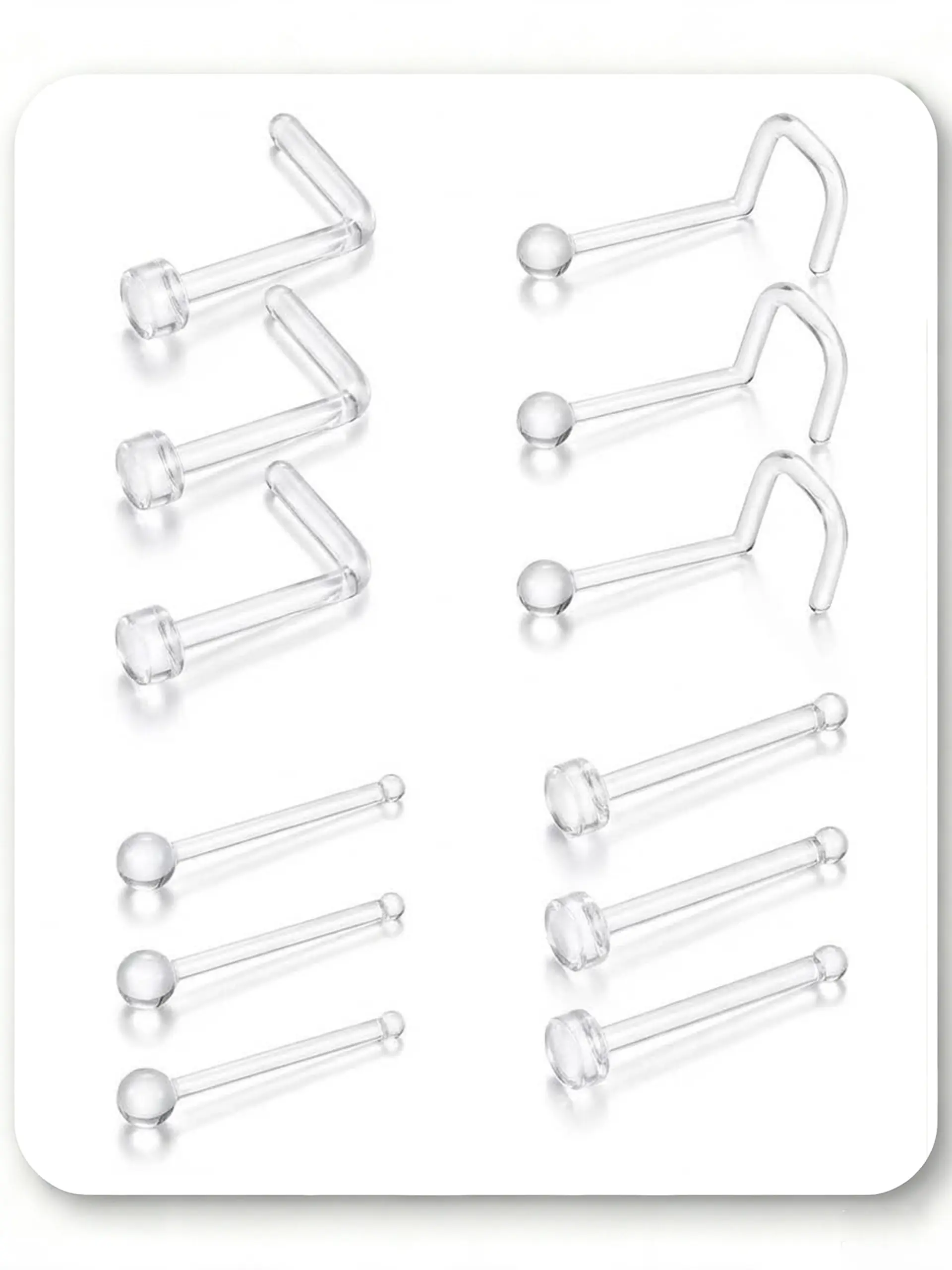 Clear Nose Ring Flexible for Women and Men Plastic Clear Nose Studs for Work L Shaped Body Silicone Piercing Retainer 18g Nose Rings Studs Piercing Jewelry