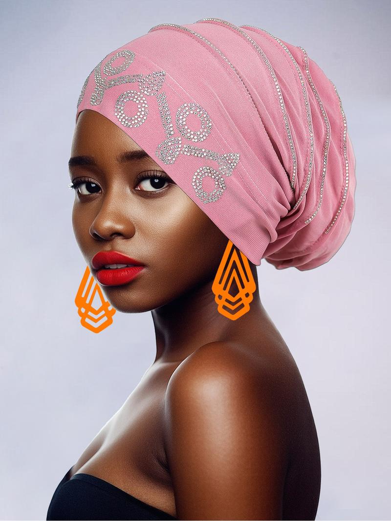 Handmade Women's Headscarf with Heavy Rhinestones, Vintage Pleated Design, Elegant Fashion Accessory for Special Occasions and Daily Wear Pleat Turban