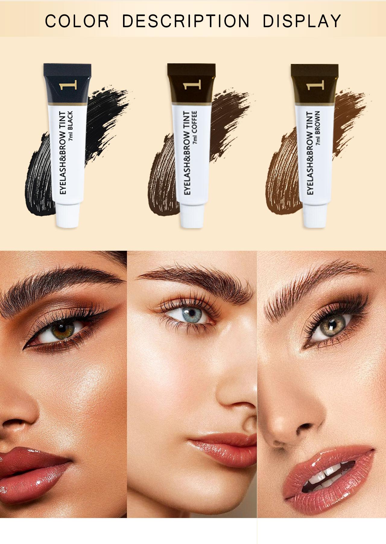 Eyelash & Eyebrow Tinting Kit, Eyebrow Tinting Cream, 1 Box Long-Lasting Natural Eyelash & Eyebrow Tint, Eye Makeup Tool for Women & Girls, Cosmetic