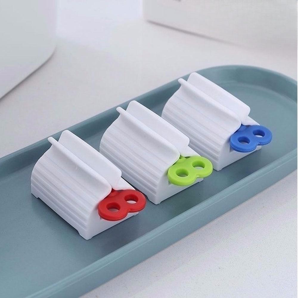 No-Install Toothpaste Squeezer with Strong Adhesion Roller, 360° Rotation for Full Squeeze, Non-Slip & Waterproof Holder, Bathroom Countertop Organizer for Tubes.