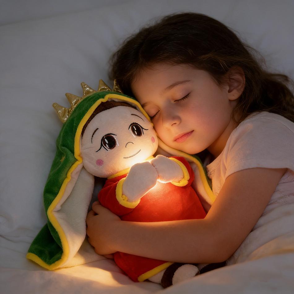 Maria Blue Breathing Jesus Doll Remote Control Lighting Music Sleep Companion Easter Plush Toy  Boy And Girl Christmas Gifts for
