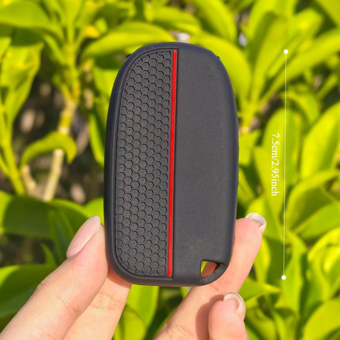 Premium 5-Button Smart Key Case Cover for Jeep Renegade/Cherokee, Dodge Journey/Charger, Chrysler 200/300 - Durable High-Quality Silicone Shell Fob with Ergonomic Grip, Sleek Red Design, Anti-Scratch Protection & Enhanced Vehicle