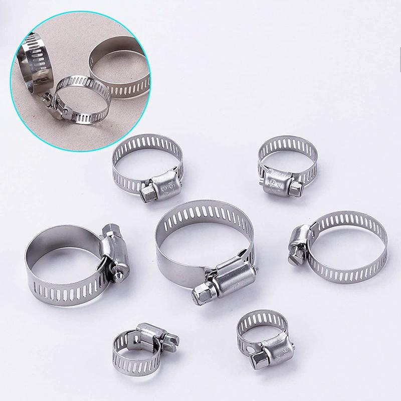 60pcs Stainless Steel American Style Hose Clamps, Clamp Set, No Screwdriver Included, Durable and Reliable Fastening Solution