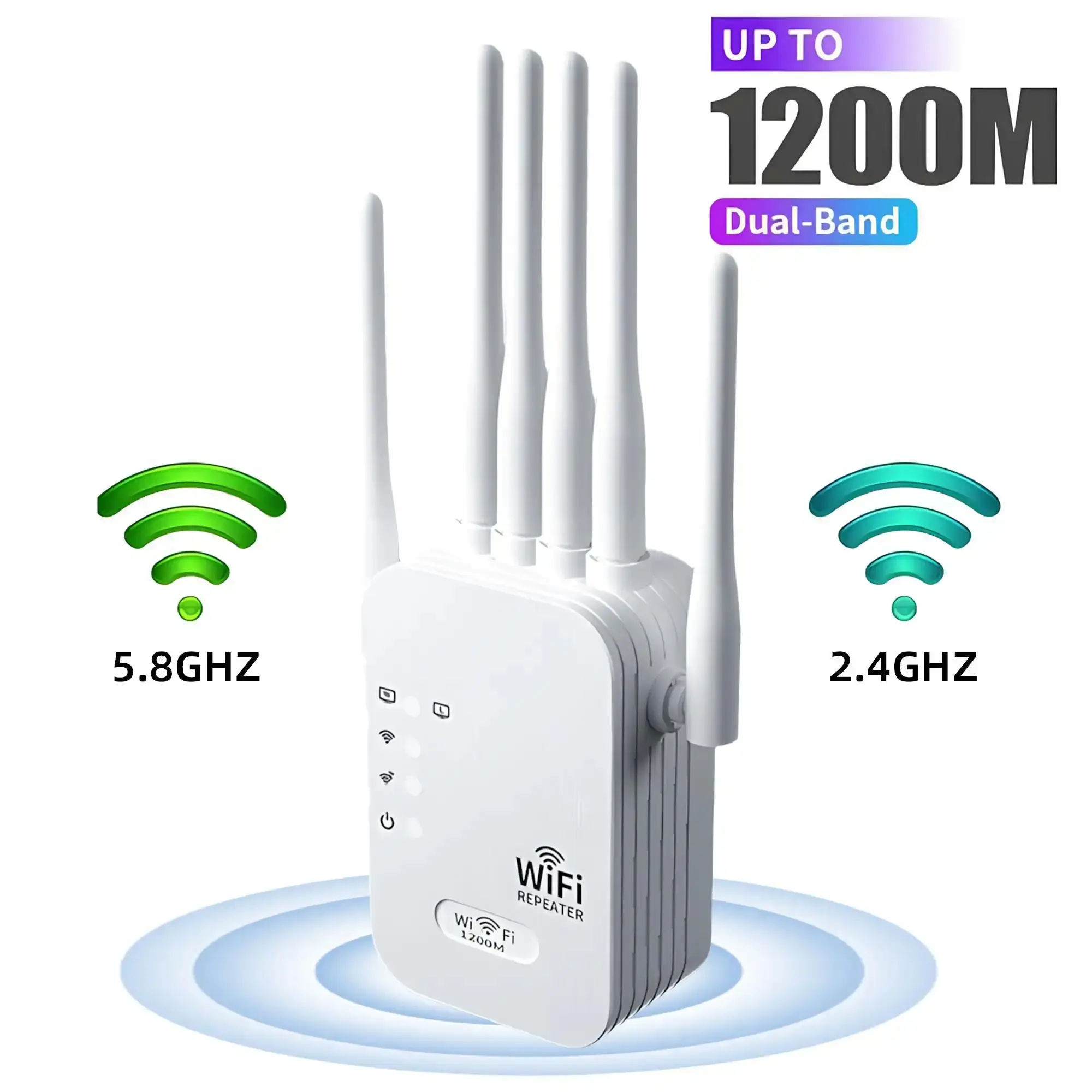 WiFi Extender 2026, 1200Mbps Dual Band (5GHz/2.4GHz) Signal Booster, Covers 10,000 sq.ft & 50 Devices, Repeater with Ethernet Port for Home, Gifts-YY0